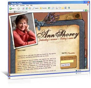 Web site design for author Ann Shorey