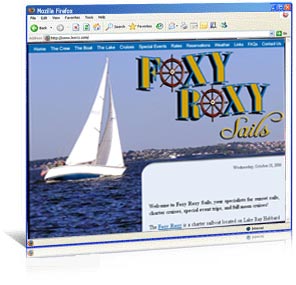 Charter sailboat web site for Foxy Roxy Sails
