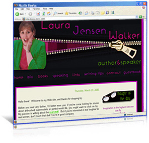 Chick lit web site design for author Laura Jensen Walker