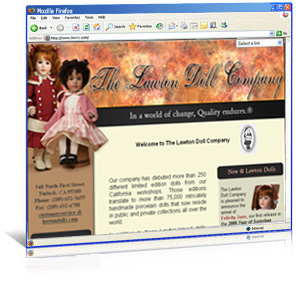Doll company web site design for Lawton Dolls
